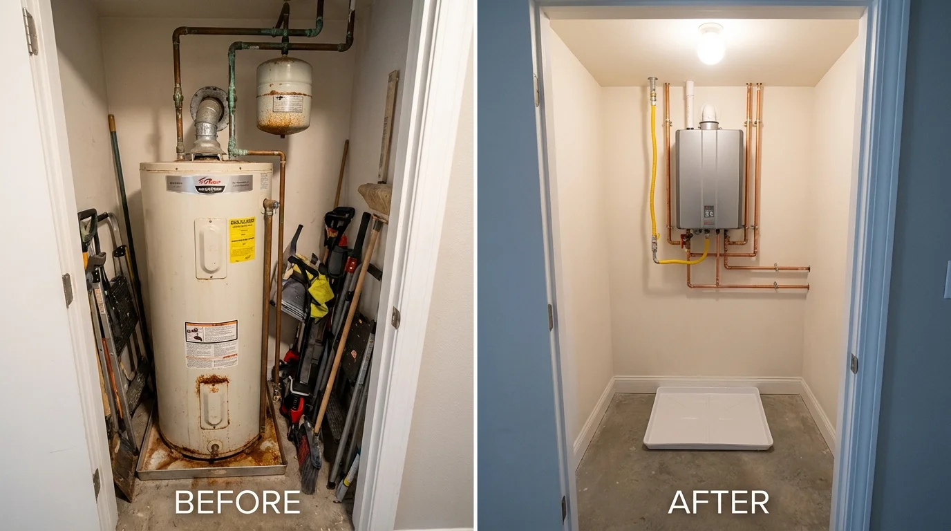 Tank water heater versus wall-mounted tankless unit comparison for Wilsonville, AL homeowners